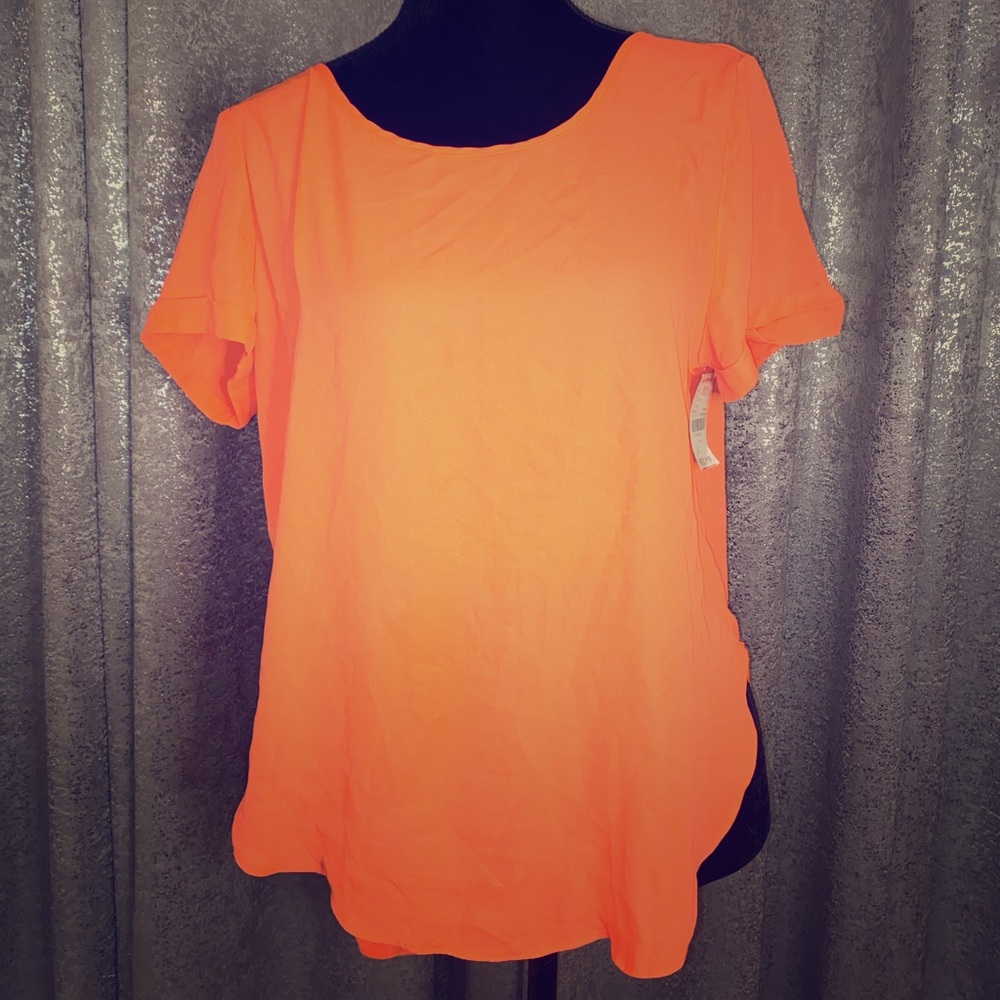 Orange Short Sleeve Blouse